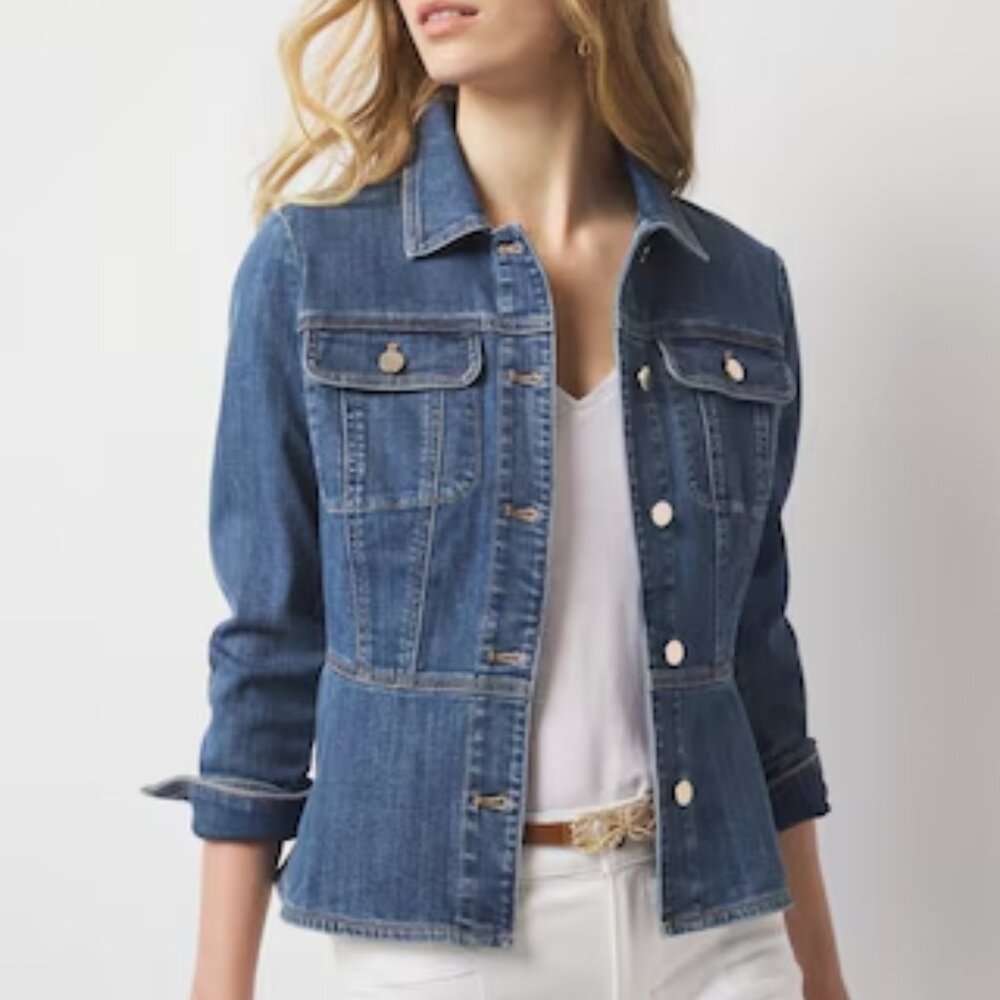 White House Black Market Denim Peplum Jacket